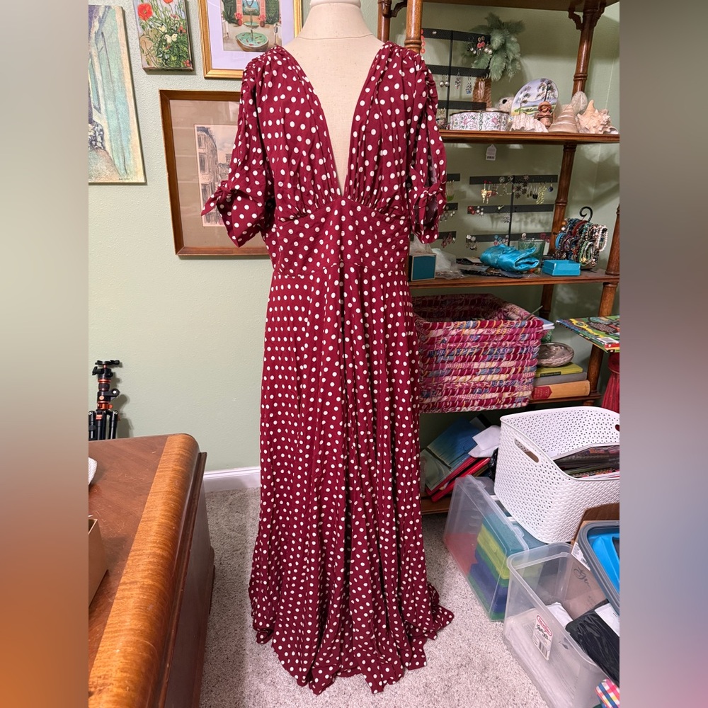 Trashy Diva Burgundy Polka Dot Maxi Dress